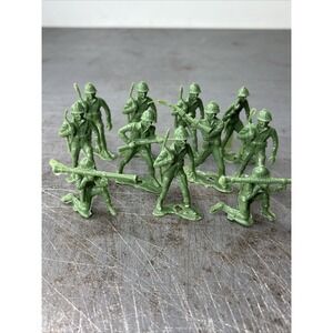 VTG Lot Of 11 MPC 45mm 54mm Plastic Green Army Men Toy Soldiers Figures 2 1/2"